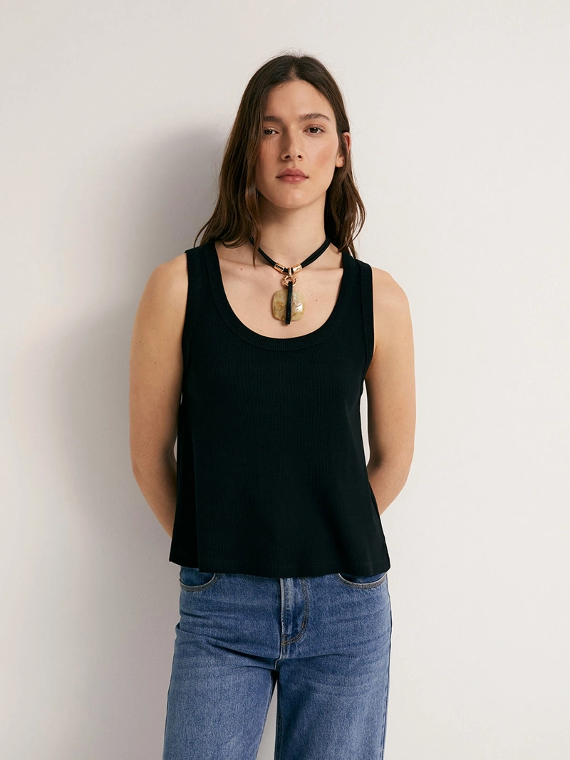 BLUSA MUJER SFERA ALGODÓN SIN MANGAS RIB - 2