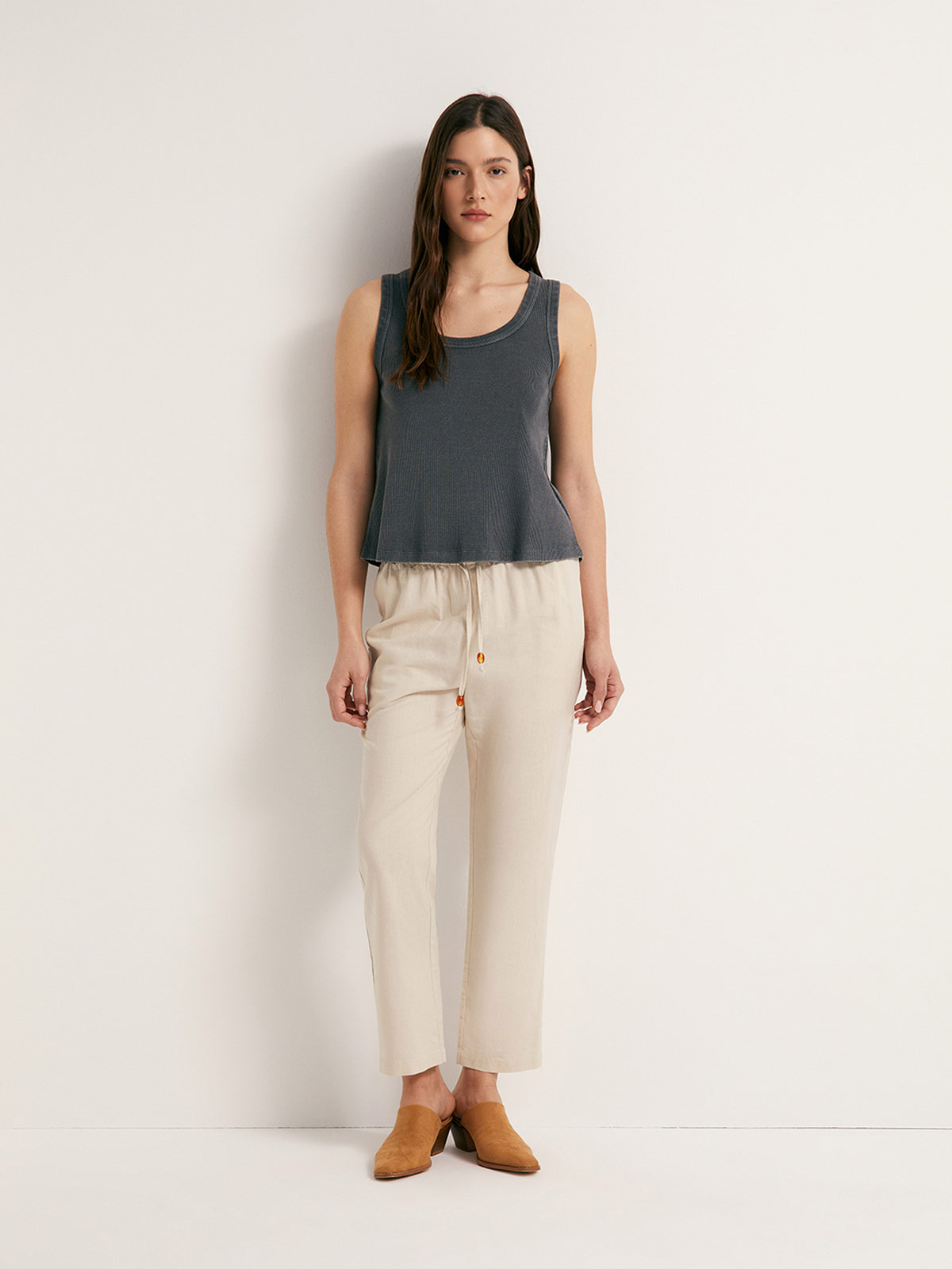 BLUSA MUJER SFERA ALGODÓN SIN MANGAS RIB - 1