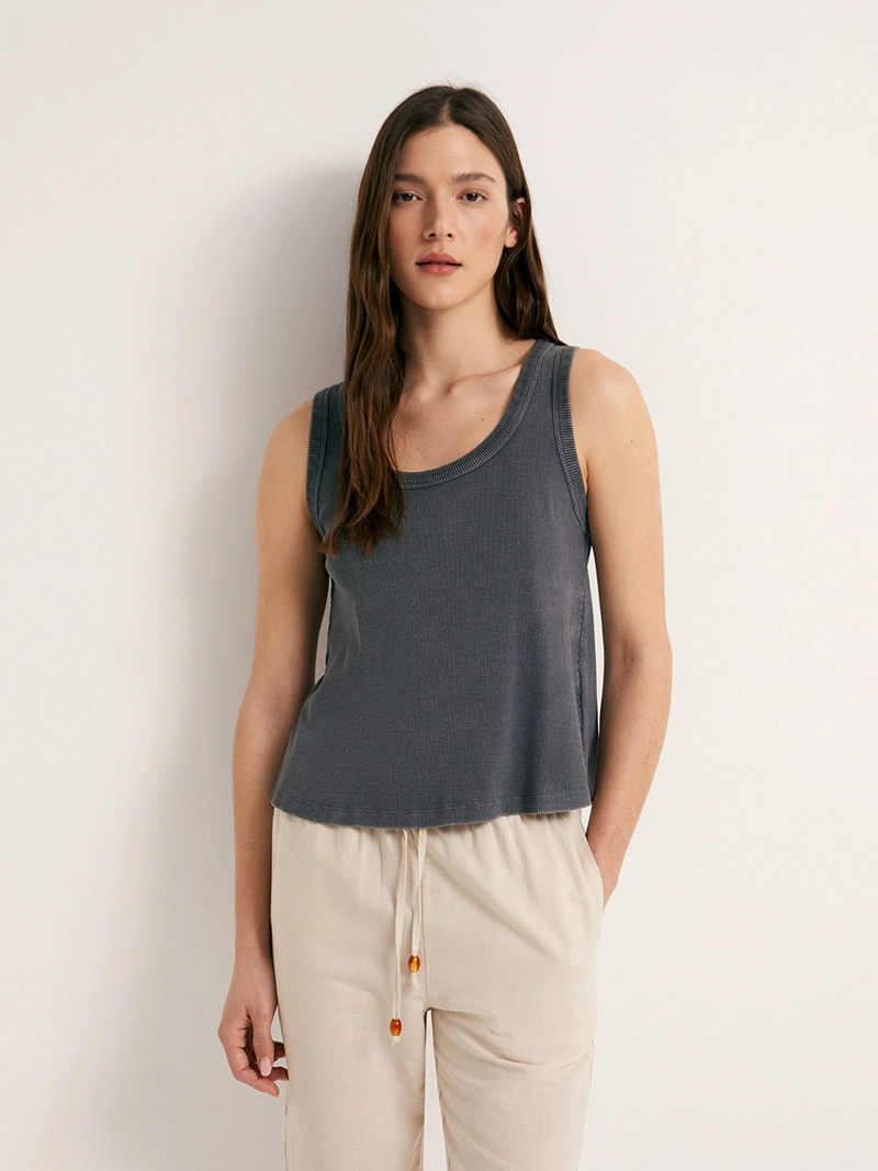 BLUSA MUJER SFERA ALGODÓN SIN MANGAS RIB - 2