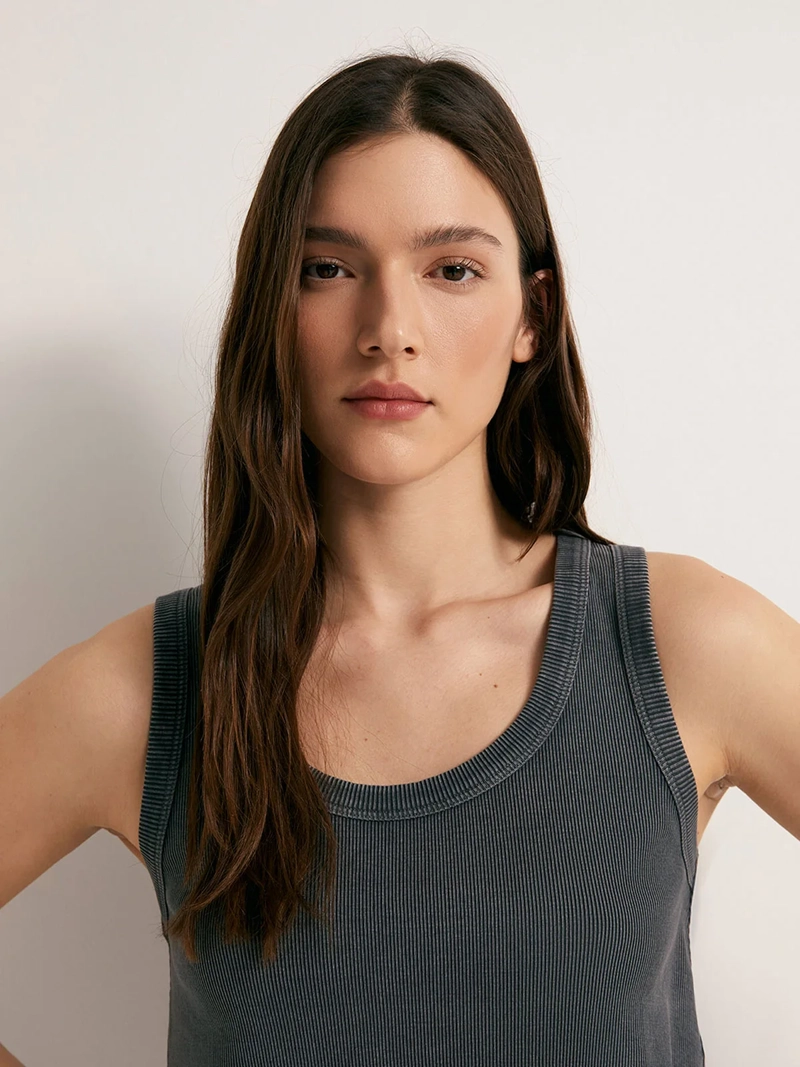 BLUSA MUJER SFERA ALGODÓN SIN MANGAS RIB - 4