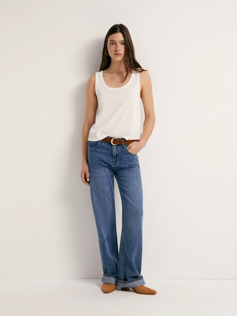 BLUSA MUJER SFERA ALGODÓN SIN MANGAS RIB - 1