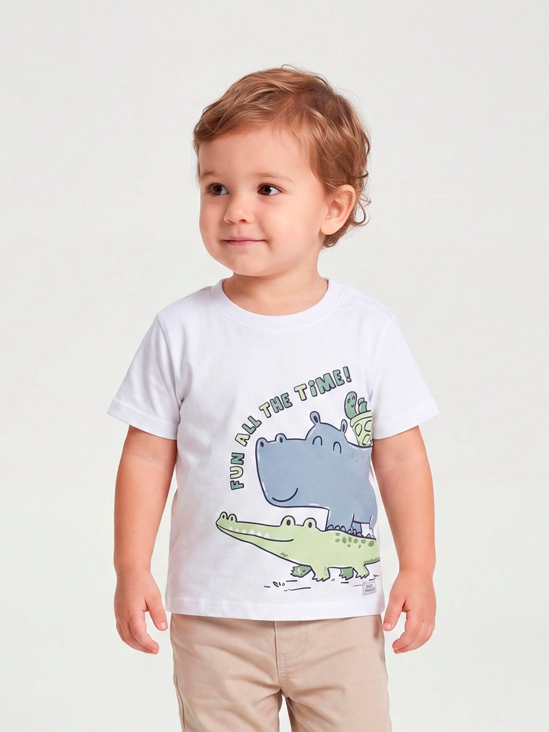 POLERA NIÑO BABY HARVEST ALGODÓN MANGA CORTA ESTAMPADA RELIEVE