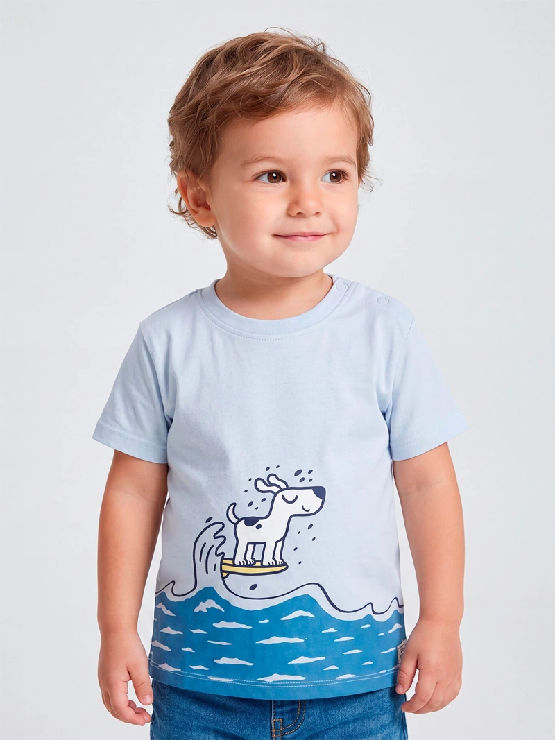 POLERA NIÑO BABY HARVEST ALGODÓN MANGA CORTA ESTAMPADA RELIEVE