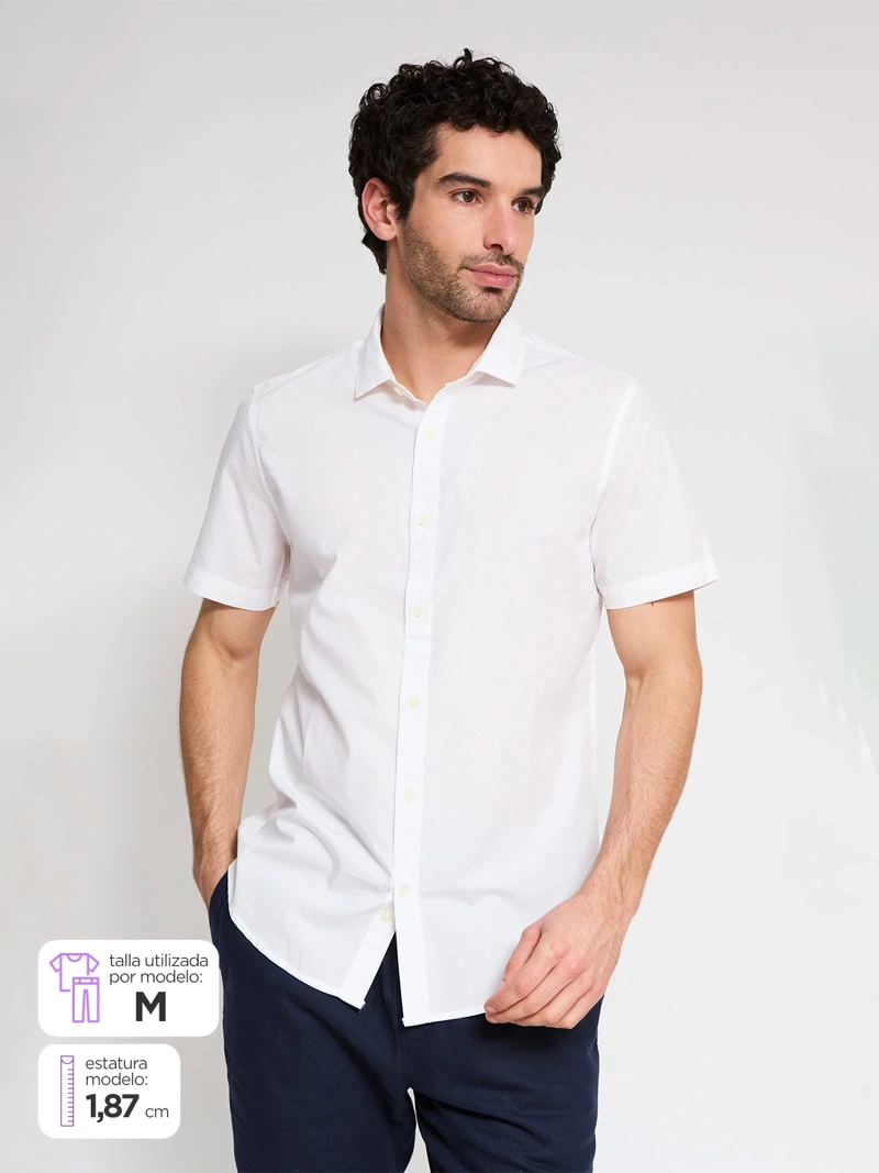 CAMISA HOMBRE CACHAREL ALGODÓN MANGA CORTA