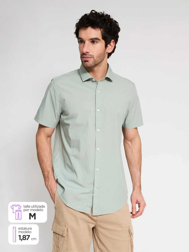 CAMISA HOMBRE CACHAREL ALGODÓN MANGA CORTA
