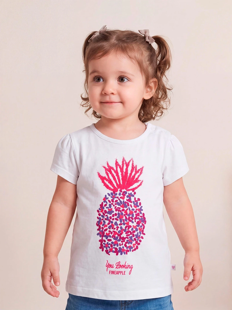 POLERA NIÑA BABY HARVEST MANGA CORTA ALGODÓN PRINT CENTRAL