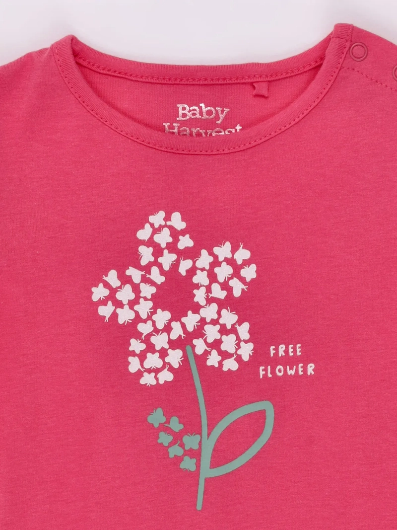 POLERA NIÑA BABY HARVEST MANGA CORTA ALGODÓN PRINT CENTRAL - 3