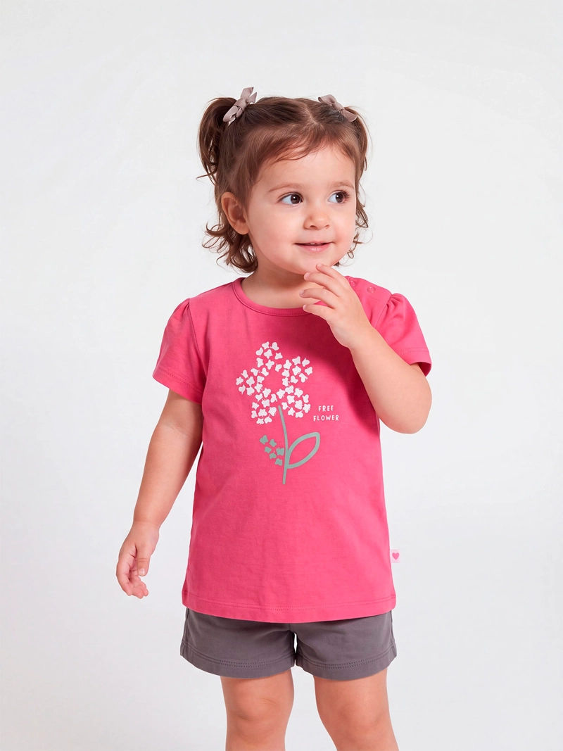 POLERA NIÑA BABY HARVEST MANGA CORTA ALGODÓN PRINT CENTRAL - 1