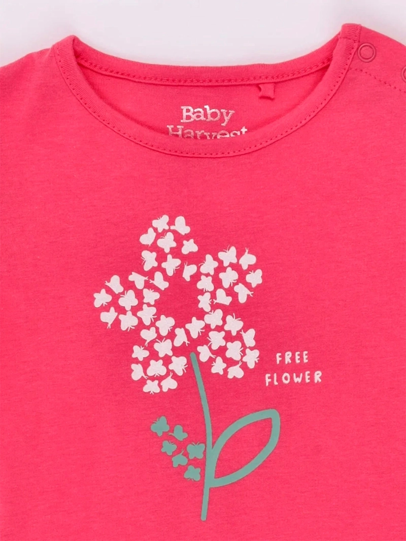 POLERA NIÑA BABY HARVEST MANGA CORTA ALGODÓN PRINT CENTRAL - 5