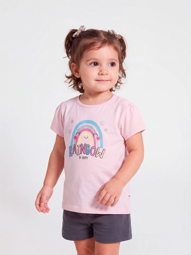 POLERA NIÑA BABY HARVEST MANGA CORTA ALGODÓN PRINT CENTRAL