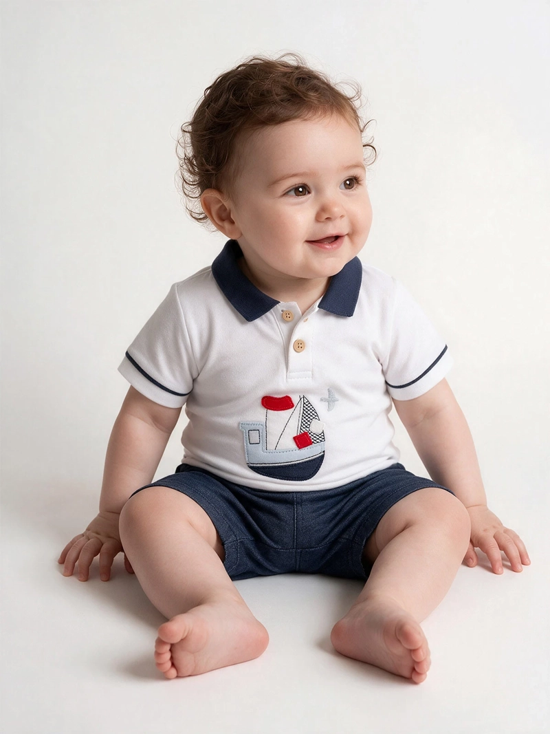 CONJUNTO POLERA + SHORT NIÑO BABY HARVEST ALGODÓN