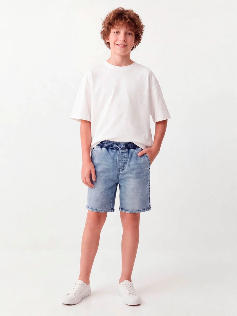 SHORT NIÑO CLOUDBREAK DENIM ALGODÓN