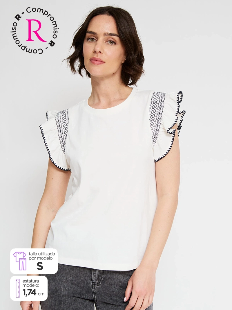 POLERA MUJER REGATTA ALGODÓN MANGA CORTA VUELOS