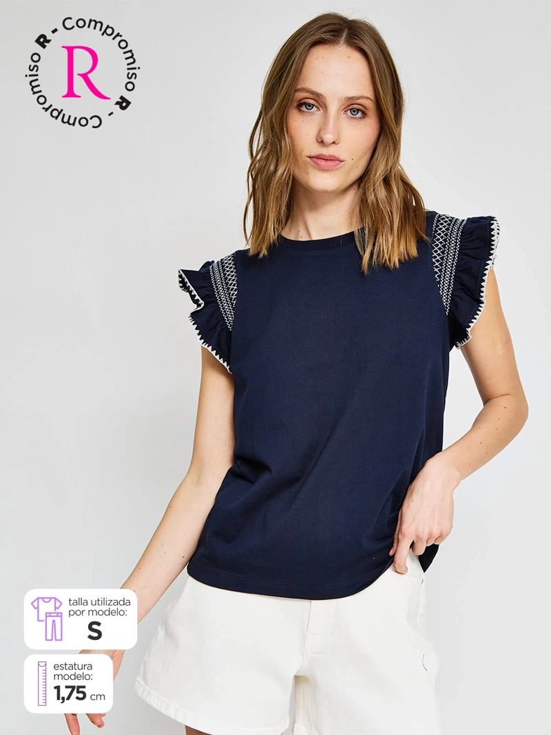 POLERA MUJER REGATTA ALGODÓN MANGA CORTA VUELOS - 1