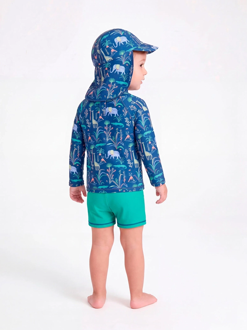 POLERA TRAJE DE BAÑO NIÑO BABY HARVEST UV MANGA LARGA SHORT Y GORRO BEBÉ - 2