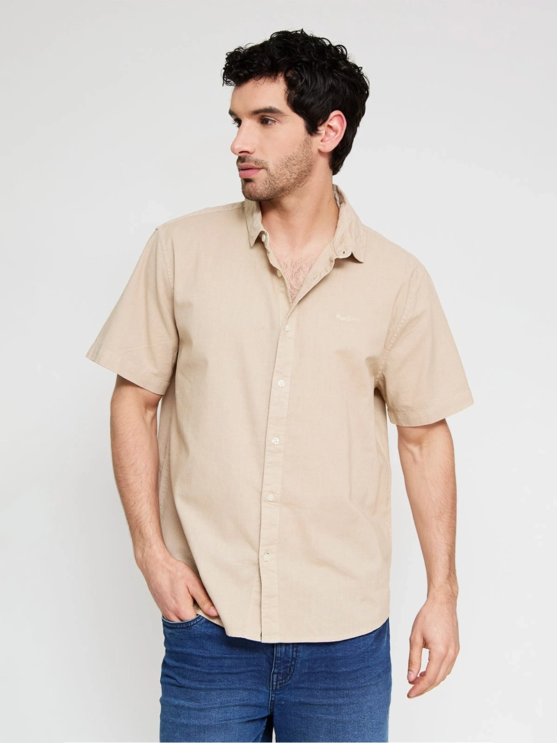 CAMISA HOMBRE PEPE JEANS ALGODÓN LINO MANGA CORTA