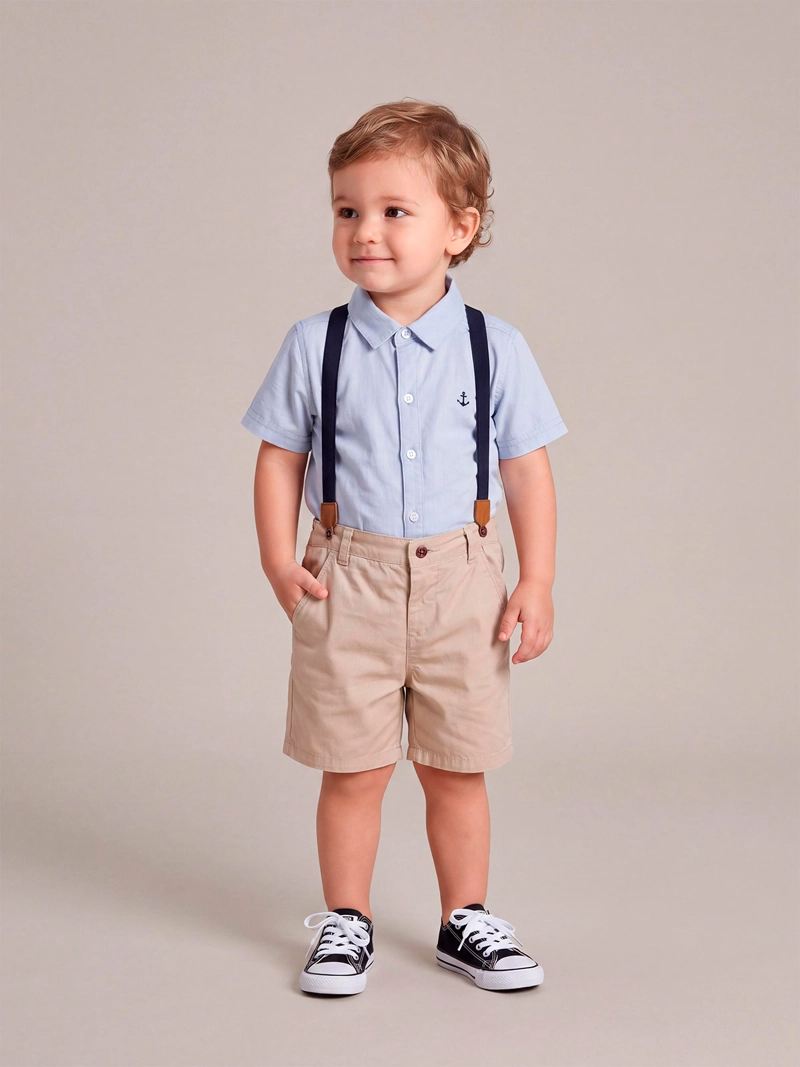 CONJUNTO CAMISA + SHORT NIÑO BABY HARVEST ALGODÓN