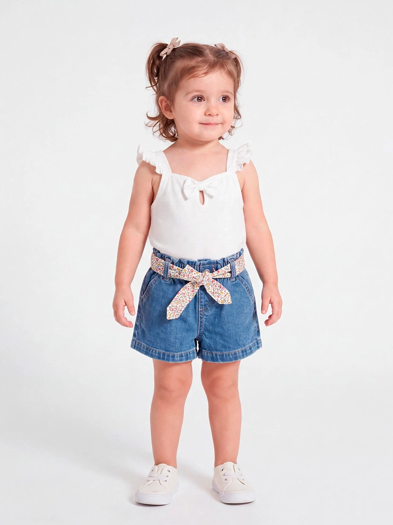 SHORT NIÑA BABY HARVEST ALGODÓN DENIM CINTURÓN