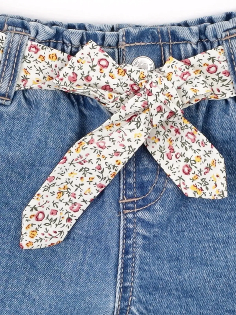 SHORT NIÑA BABY HARVEST ALGODÓN DENIM CINTURÓN - 5