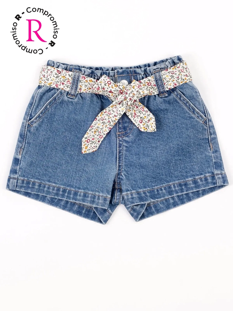 SHORT NIÑA BABY HARVEST ALGODÓN DENIM CINTURÓN - 3