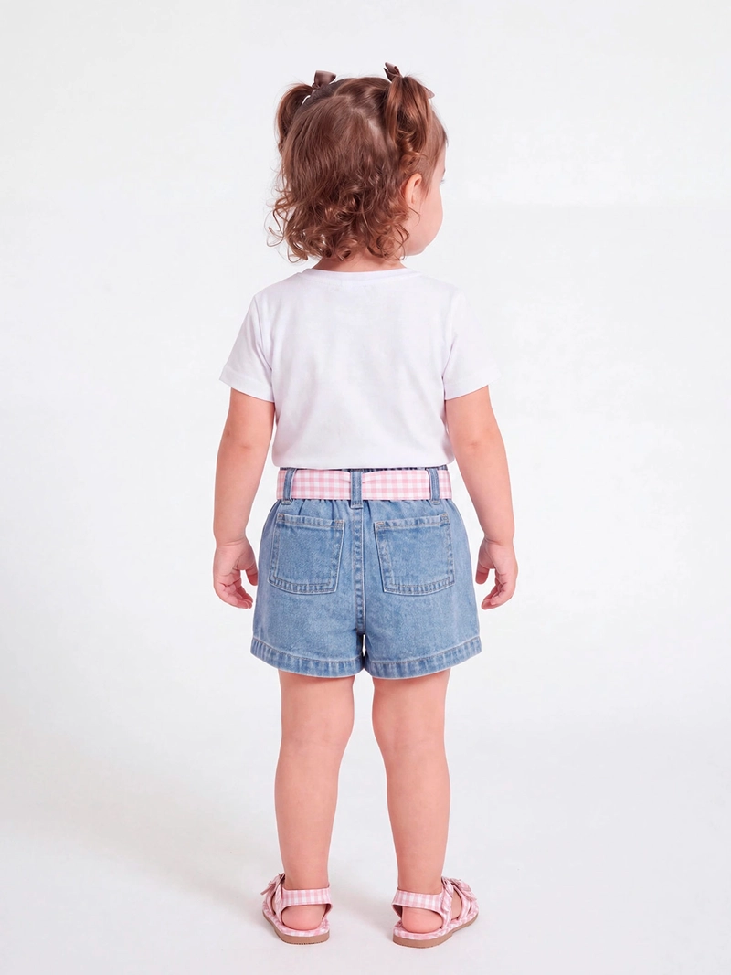 SHORT NIÑA BABY HARVEST ALGODÓN DENIM CINTURÓN - 2