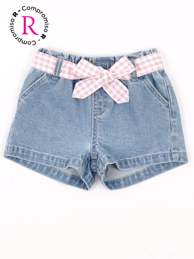 SHORT NIÑA BABY HARVEST ALGODÓN DENIM CINTURÓN - 3