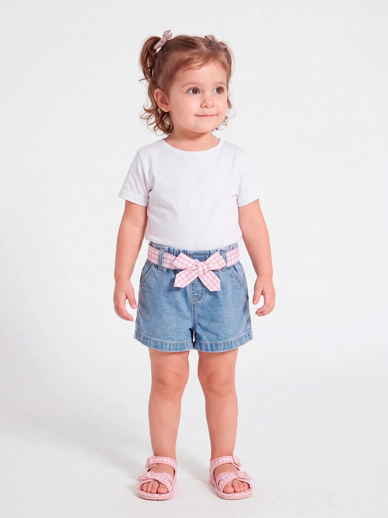 SHORT NIÑA BABY HARVEST ALGODÓN DENIM CINTURÓN