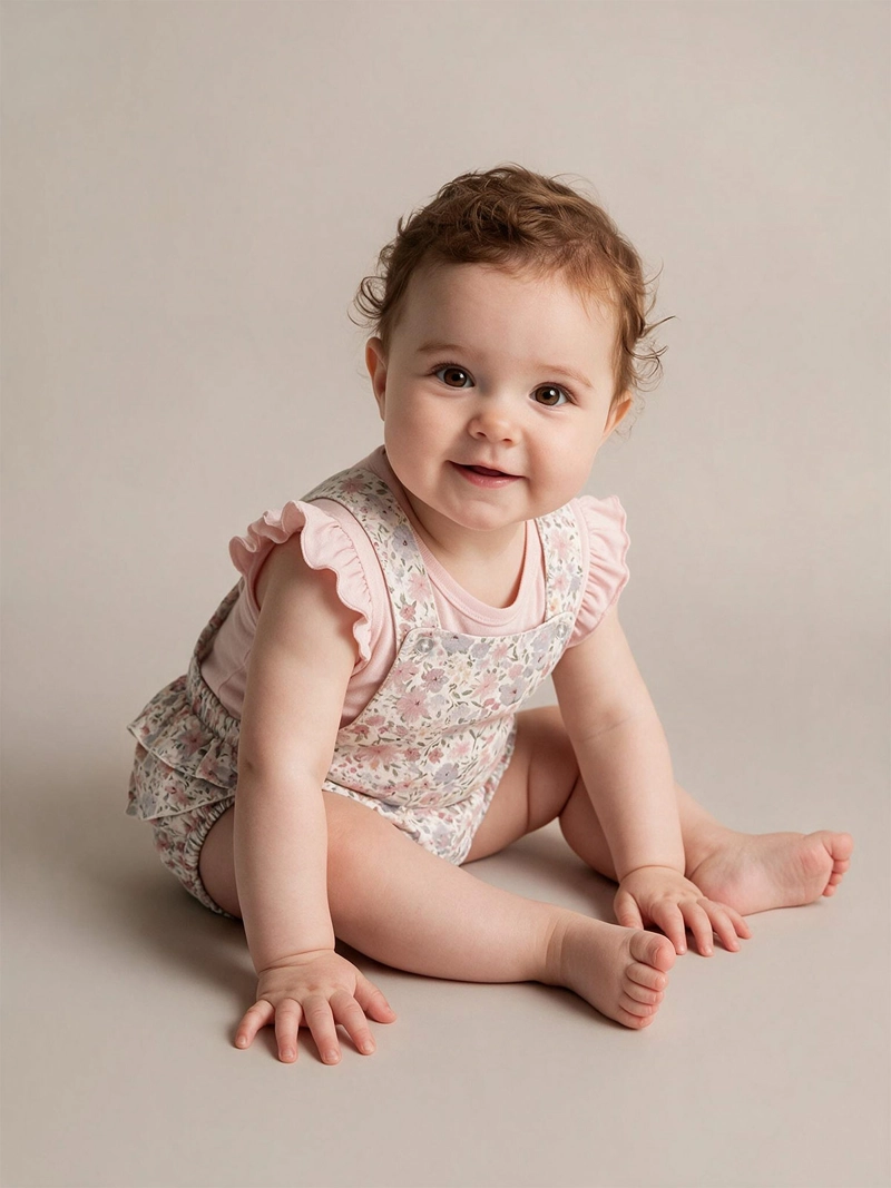 CONJUNTO JARDINERA + BODY NIÑA BABY HARVEST ALGODÓN