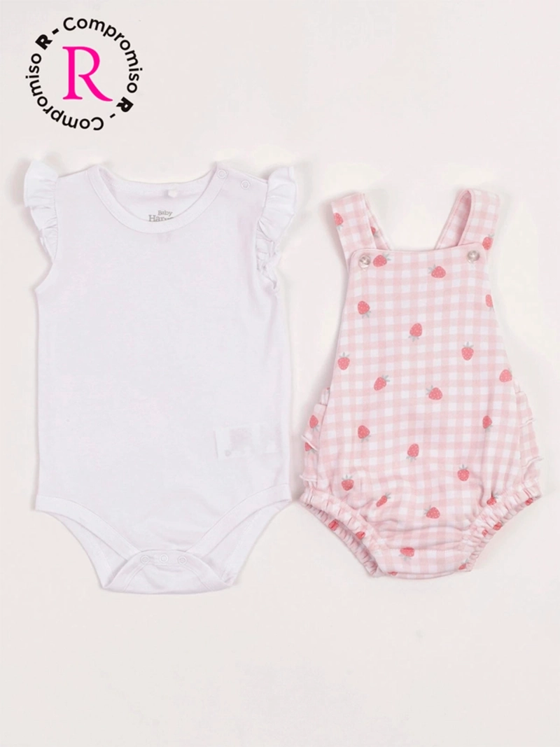 CONJUNTO JARDINERA + BODY NIÑA BABY HARVEST ALGODÓN  - 1
