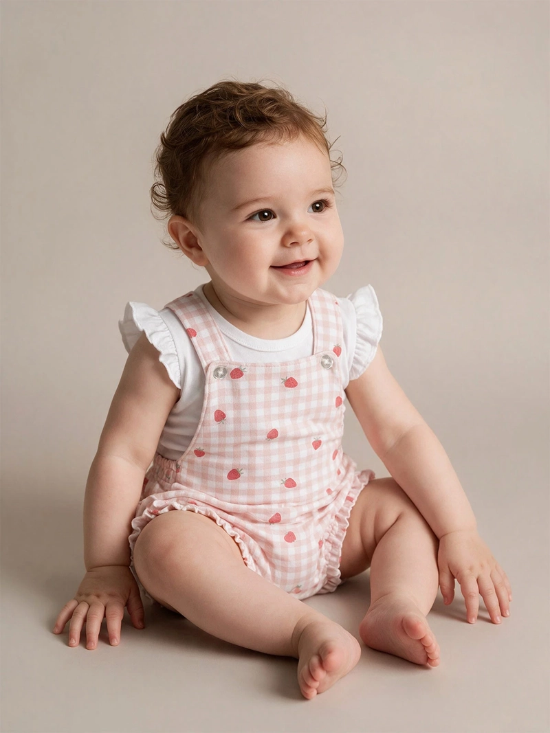 CONJUNTO JARDINERA + BODY NIÑA BABY HARVEST ALGODÓN
