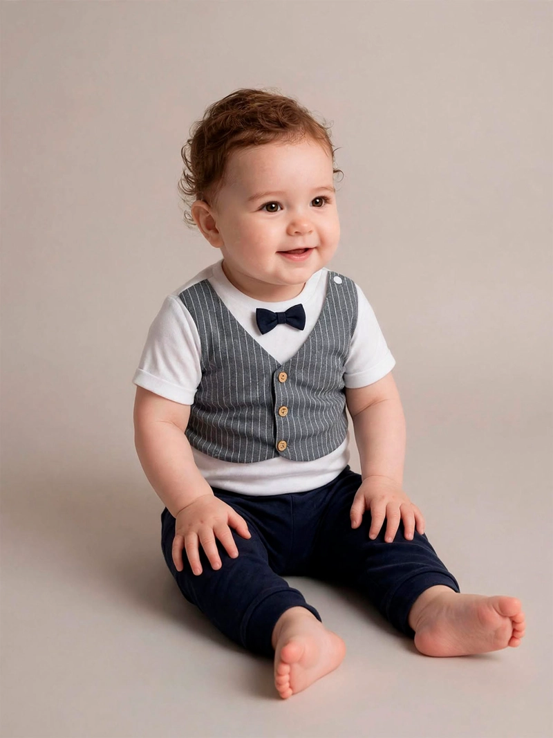 CONJUNTO BODY + PANTALÓN DE BUZO NIÑO BABY HARVEST ALGODÓN  - 1