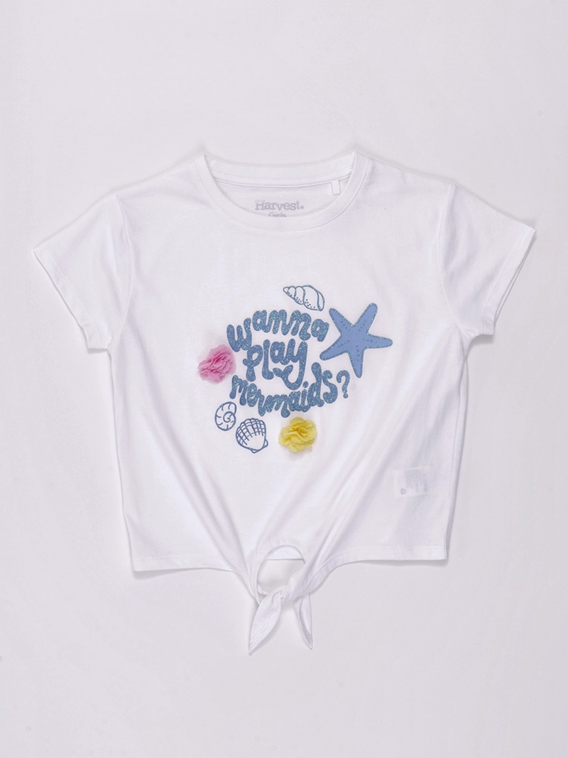POLERA NIÑA HARVEST MANGA CORTA ALGODÓN PÉTALOS
