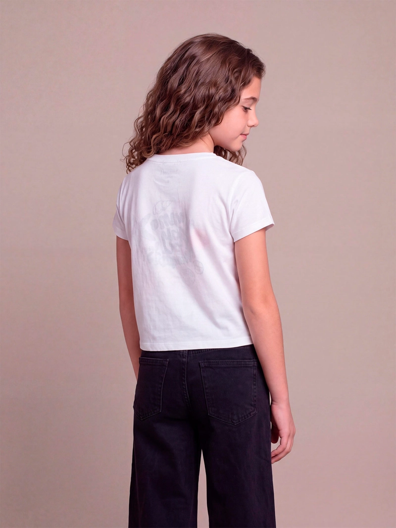 POLERA NIÑA HARVEST MANGA CORTA ALGODÓN PÉTALOS  - 2