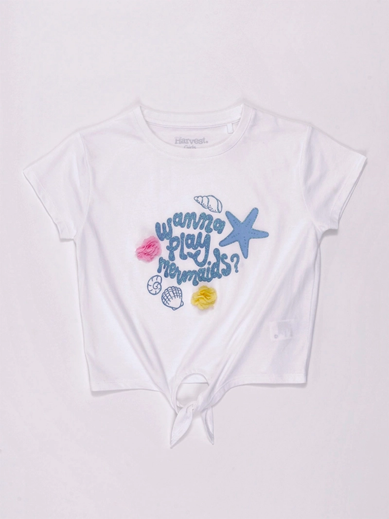POLERA NIÑA HARVEST MANGA CORTA ALGODÓN PÉTALOS  - 3