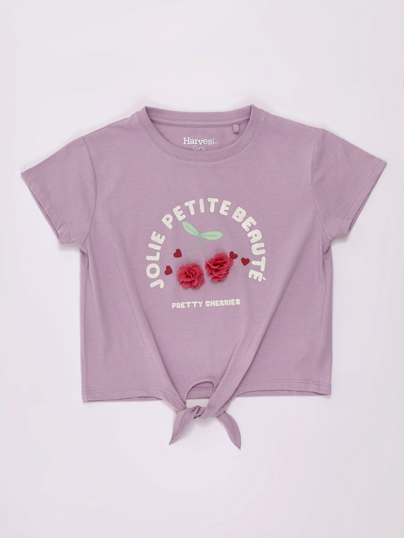 POLERA NIÑA HARVEST MANGA CORTA ALGODÓN PÉTALOS