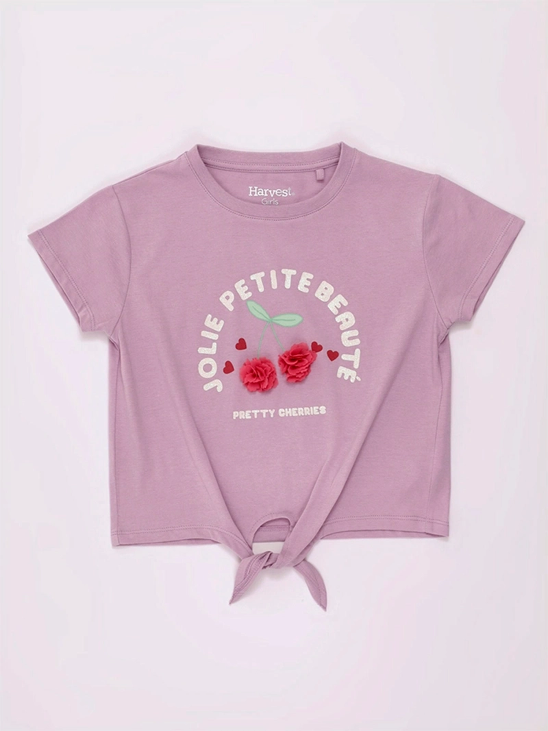 POLERA NIÑA HARVEST MANGA CORTA ALGODÓN PÉTALOS  - 3
