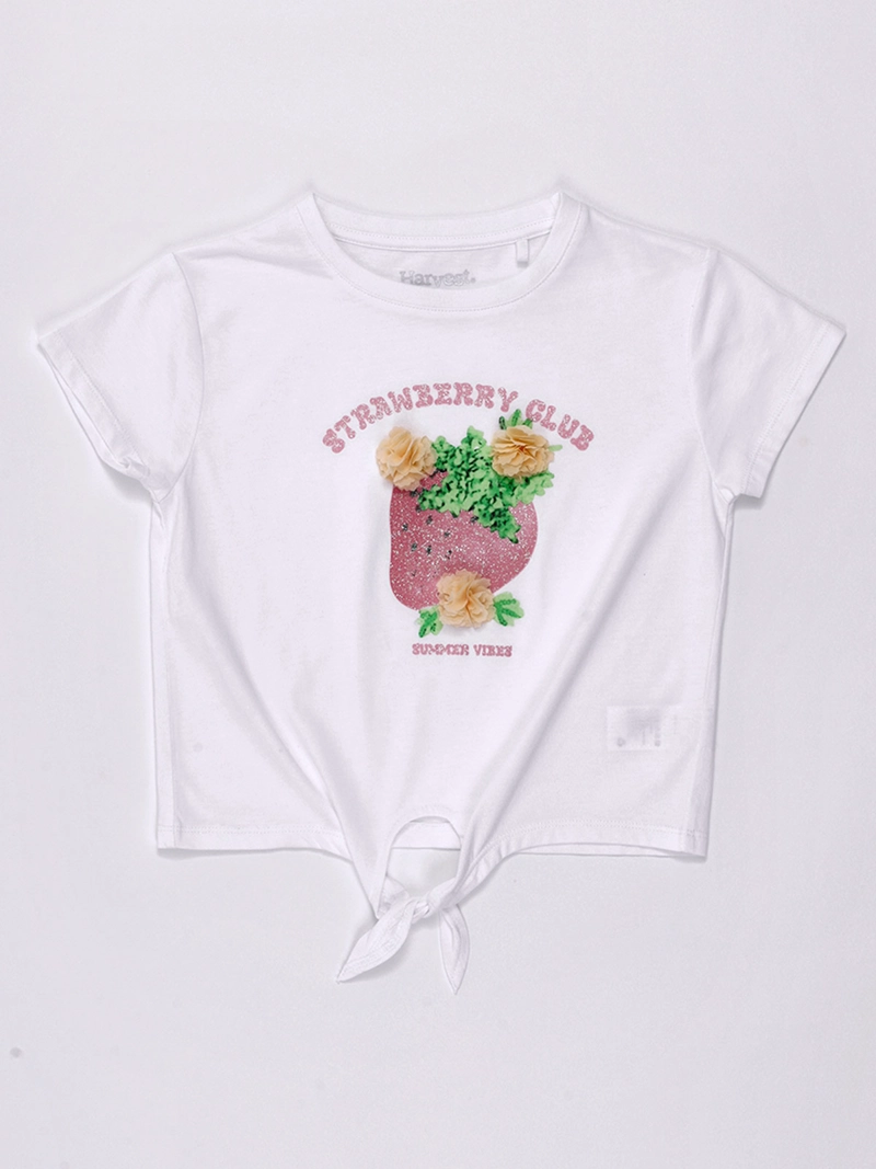 POLERA NIÑA HARVEST MANGA CORTA ALGODÓN PÉTALOS