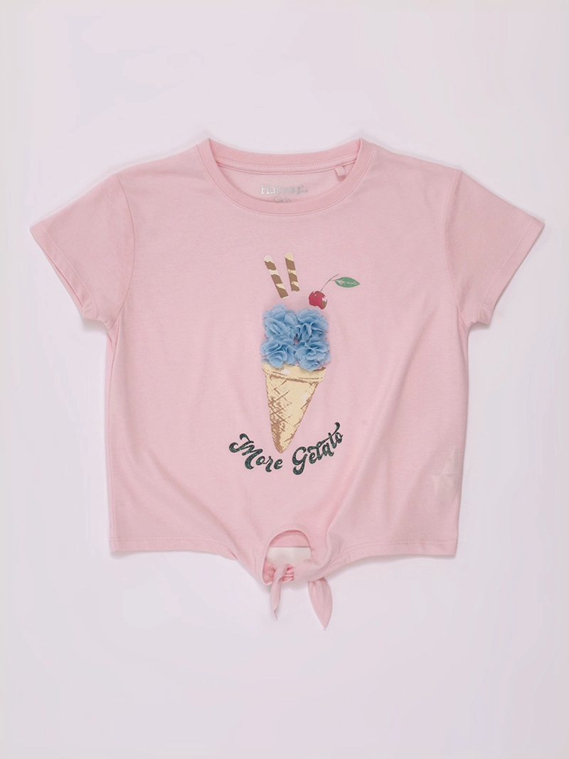 POLERA NIÑA HARVEST MANGA CORTA ALGODÓN PÉTALOS