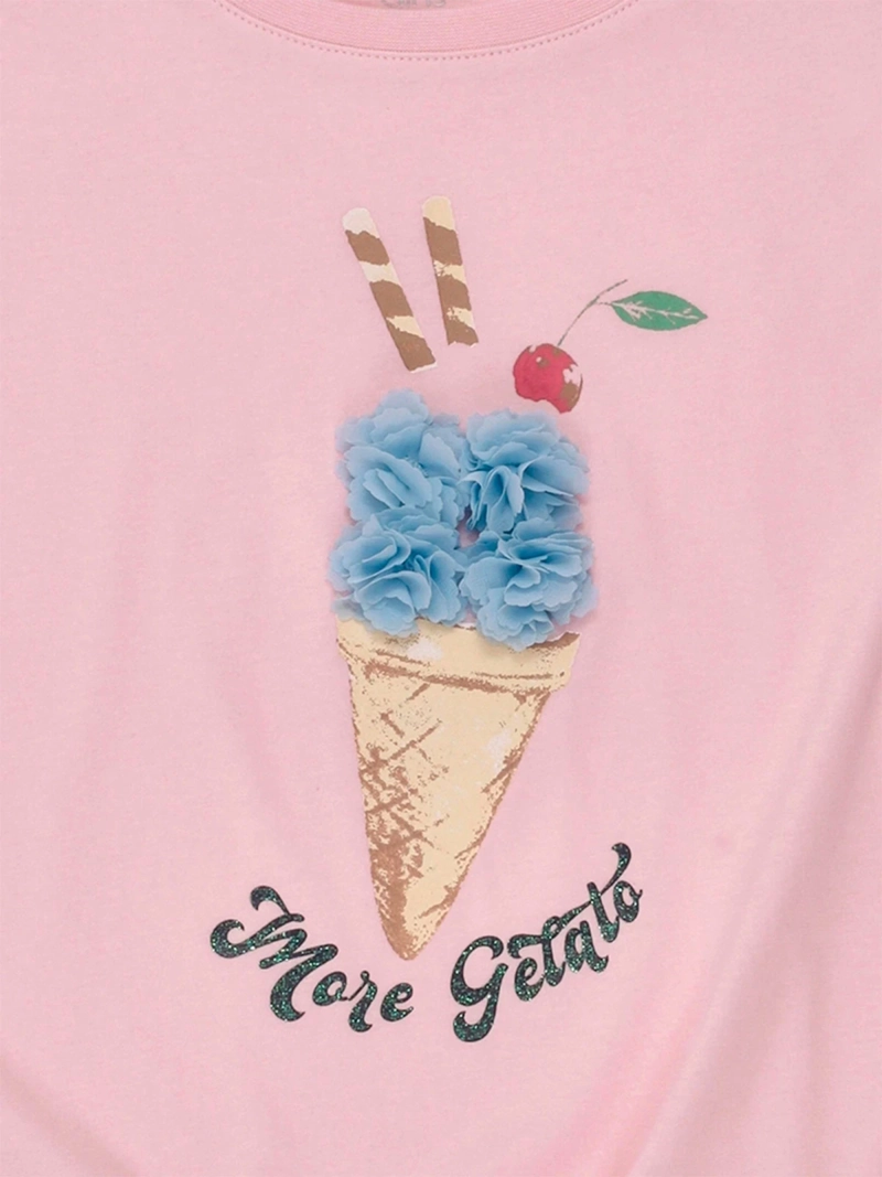 POLERA NIÑA HARVEST MANGA CORTA ALGODÓN PÉTALOS  - 5