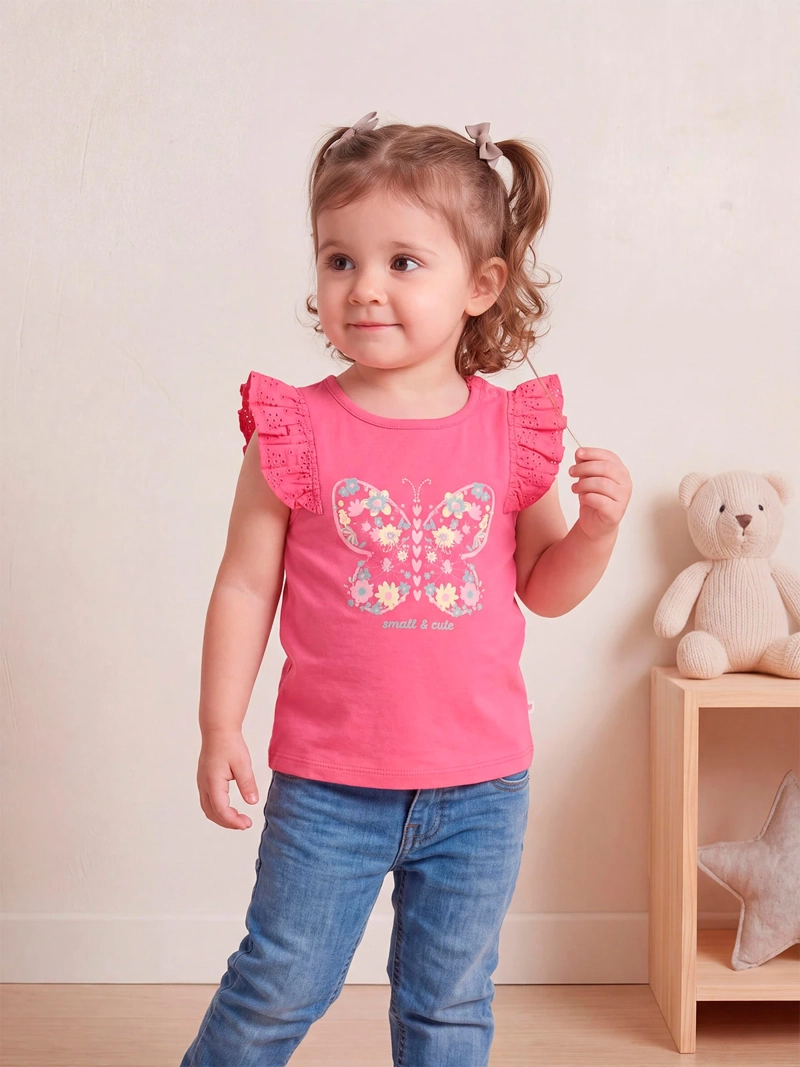 POLERA NIÑA BABY HARVEST ALGODÓN SIN MANGAS BRODERIE ESTAMPADO