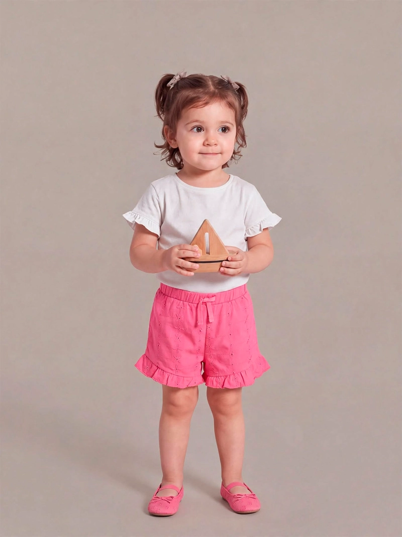 SHORT NIÑA BABY HARVEST VUELOS BORDADOS ALGODÓN