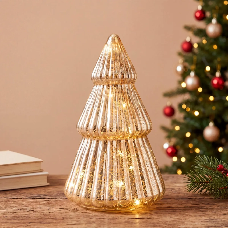 ADORNO NAVIDEÑO RIPLEY HOME ÁRBOL VIDRIO CON LUZ DORADO - 1