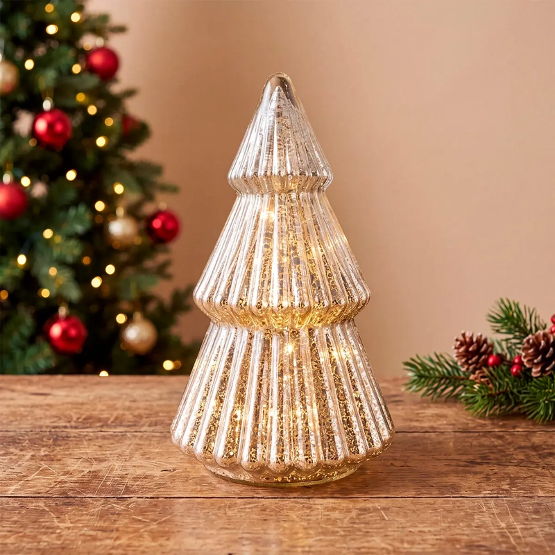 ADORNO NAVIDEÑO RIPLEY HOME ÁRBOL VIDRIO CHAMP CON LUZ - 1