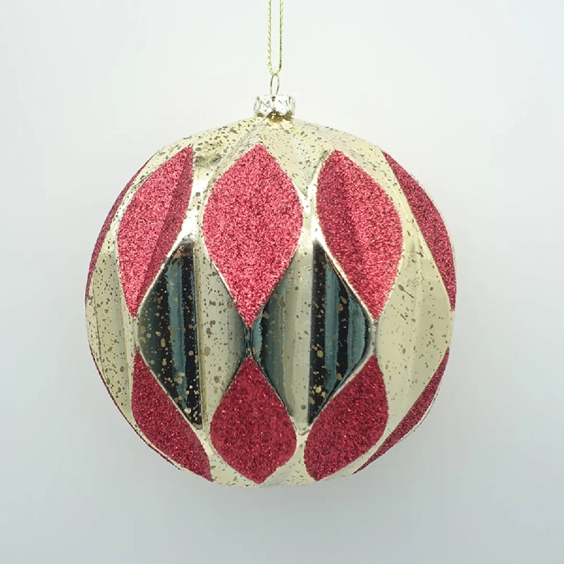 ADORNO NAVIDEÑO RIPLEY HOME TRADITIONAL XMAS ESFERA ROMBOS ROJO/DORADO - 2