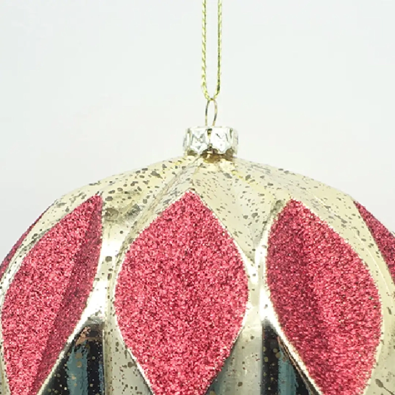 ADORNO NAVIDEÑO RIPLEY HOME TRADITIONAL XMAS ESFERA ROMBOS ROJO/DORADO - 3