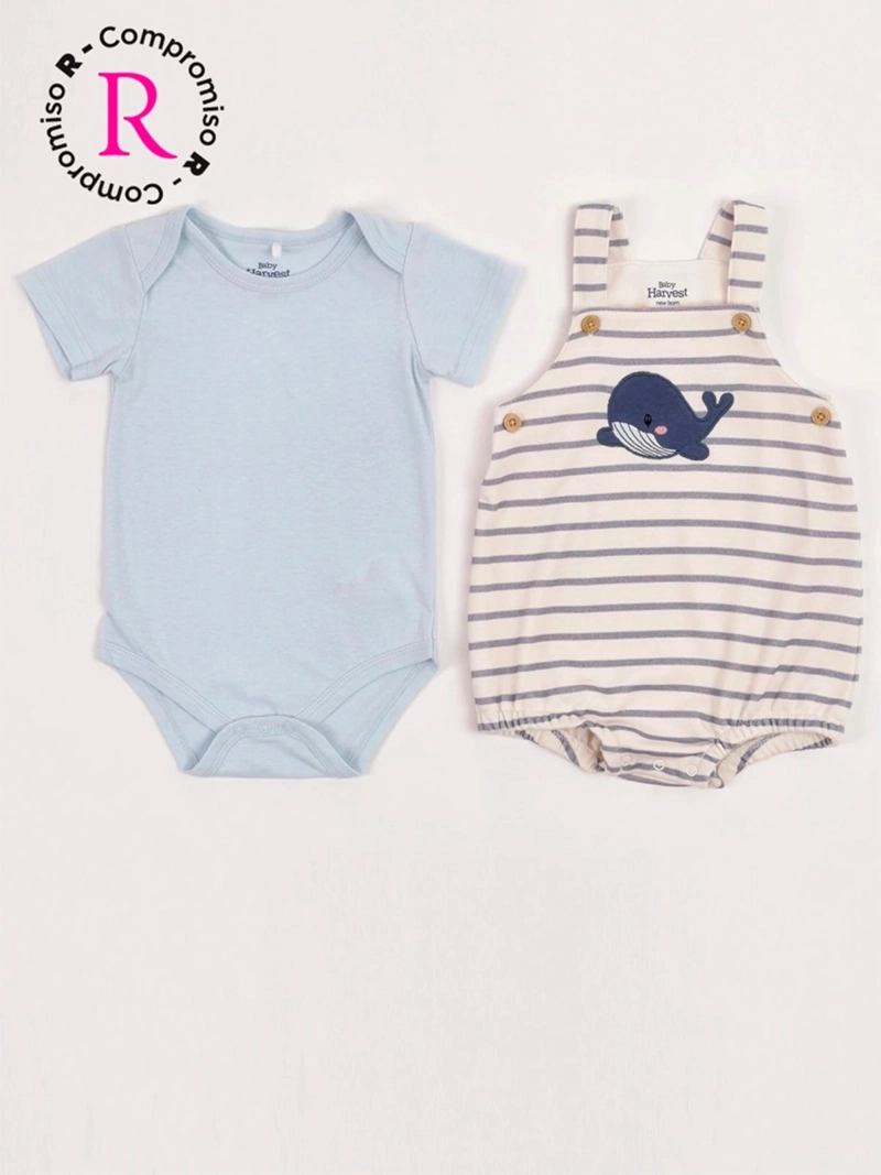 CONJUNTO JARDINERA + BODY NIÑO BABY HARVEST ALGODÓN