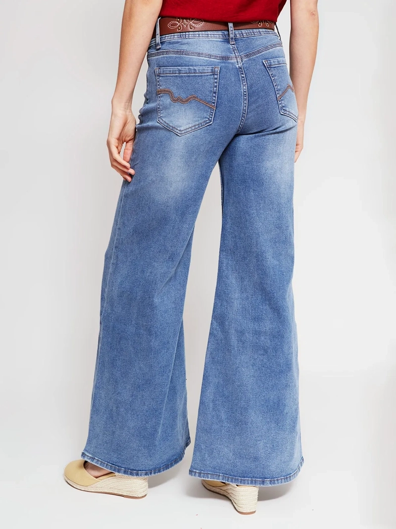 JEANS MUJER TATIENNE ALGODÓN WIDE LEG CINTURÓN - 3
