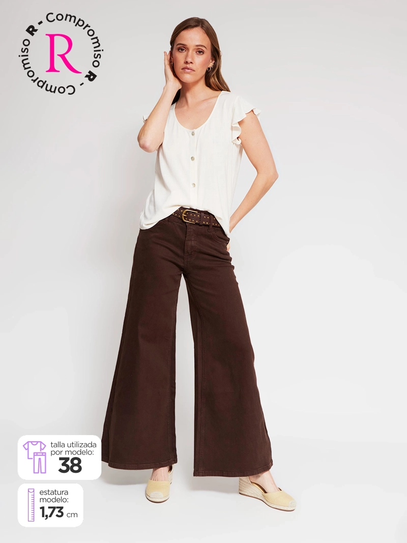 PANTALÓN MUJER TATIENNE ALGODÓN WIDE LEG CINTURÓN - 1