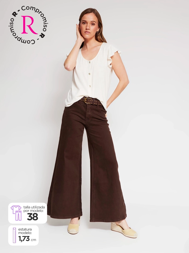 PANTALÓN MUJER TATIENNE ALGODÓN WIDE LEG CINTURÓN
