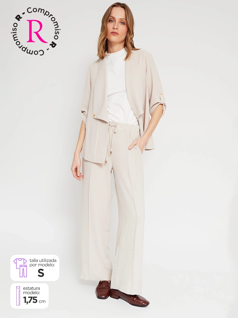 PANTALÓN MUJER CACHAREL FLUIDO Y TEXTURADO